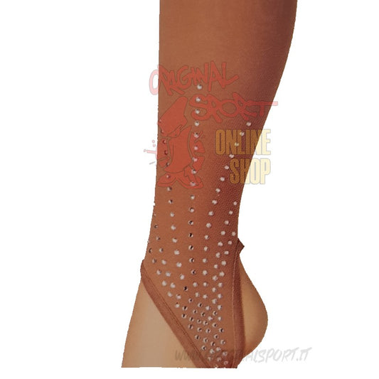 Caramel tights with button gaiter and rhinestones