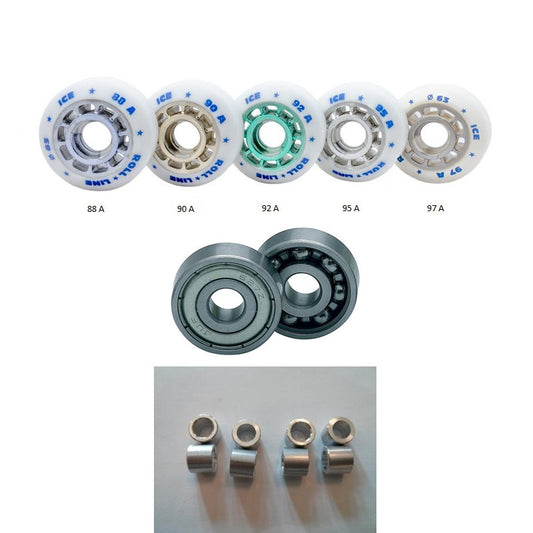 Roll line Ice wheels + Abec 1 Precision Bearings + Spacers